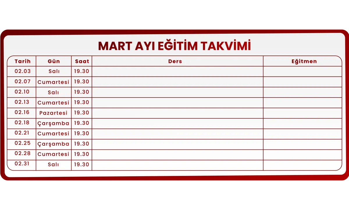 Eğitim Takvimi